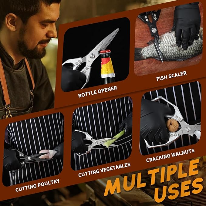 Huusk Kitchen Shears Set, Heavy Duty Poultry Shears, Japanese Kitchen Scissors for Meat, Chicken Bones, and Turkey