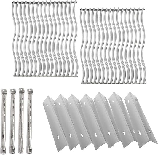 MixRBBQ Grill Replacement Parts for Napoleon Prestige 500 and Built-in Prestige 500, Stainless Steel 7-Pack Heat Plates, 4-Pack Burner and 2-Pack Grate Grid for Napoleon