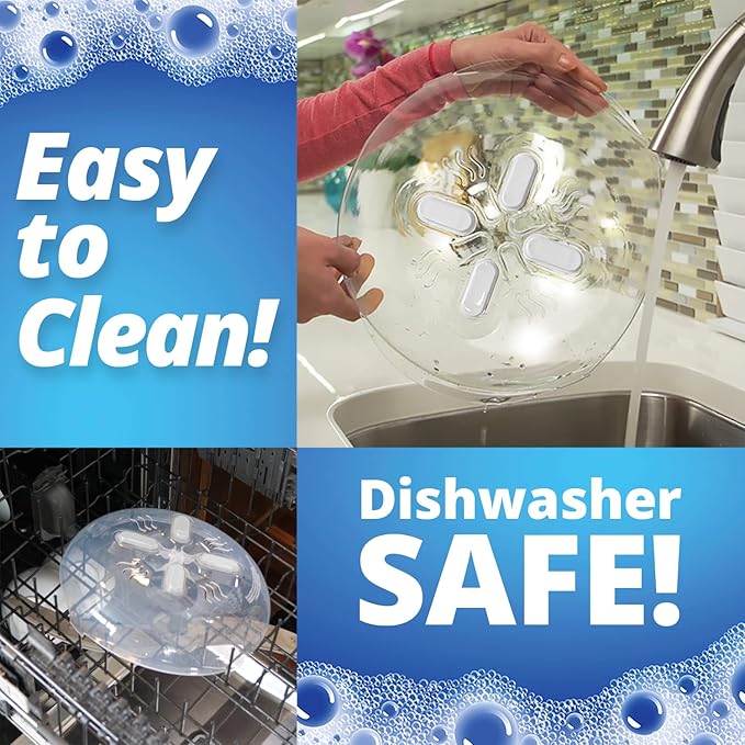 Magnetic Microwave Splatter Cover, Clear Microwave Cover for Food - Vented & Magnetic Microwave Food Cover, 12-inch, BPA-Free - White