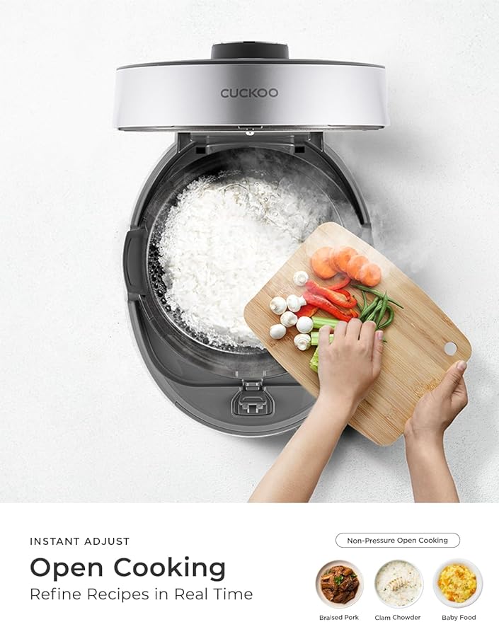 CUCKOO CRP-ST1009FG 10-Cup (Uncooked) / 20-Cup (Cooked) Twin Pressure Rice Cooker & Warmer with Nonstick Inner Pot, 16 Menu Modes, 3 Voice Guide, Auto Clean (Gray)