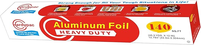 560 SQFT Aluminum Foil Roll, 4 PACK, Total 560 SQFT, 140' Length x 12" Width per roll, kitchen tin foil grill foil paper for cooking, baking, wrapping.