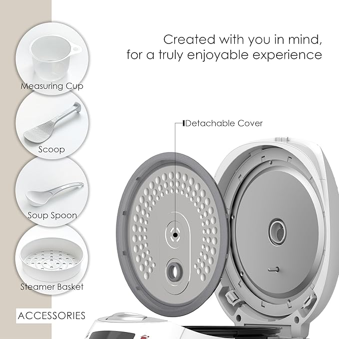 MAGiC COM Rice Cooker, 10 Cup(Uncooked) 20 Cup(Cooked) One Touch Healthy Cooking with 15 Menu Modes, Nonstick Inner Pot, Steamer Basket, Auto Clean, 24 Hour Delay Timer and Auto Keep Warm(White)