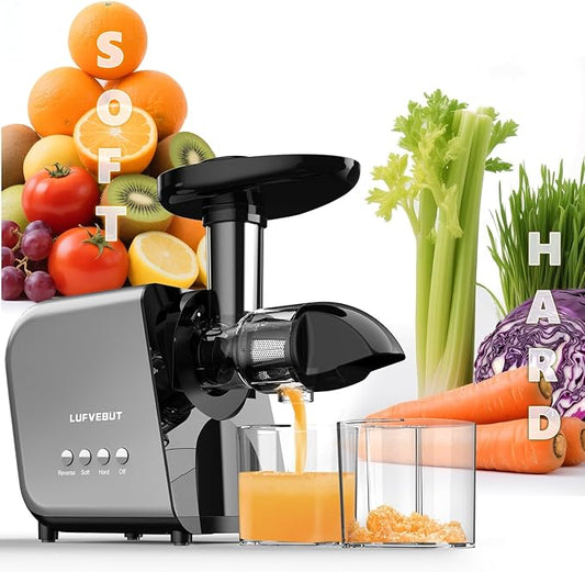 Celery Juicer Machine with Reverse Function, Cold Press Slow Masticating Juicer for Soft & Hard Vegetable Fruit Carrot Ginger Orange Juicer 250W High Power & High Juice Yield, Easy to Clean, BPA-Free