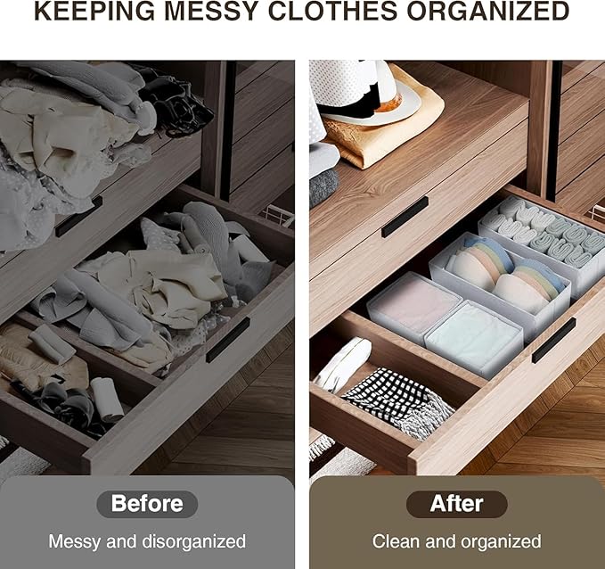 DIMJ Drawer Organizer Clothes, 24 Pack Dresser Organizer, Foldable Closet Organizers and Storage, Fabric Dresser Drawer Organizers, Drawer Dividers for Nursery, Baby Clothes, Underwears, Sock