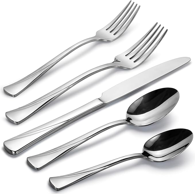 Alata Alice 30-Piece Silverware Set Stainless Steel Flatware Set,Service for 6,Mirror Polished Cutlery Set,Dishwasher Safe