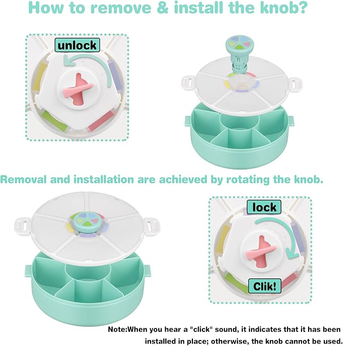 Kids Snack Spinner – Reusable Snack Container with 5 Compartments & Lid, BPA/PVC-Free, Dishwasher Safe, Perfect for Travel, School Lunches & On-the-Go Snacking, Green