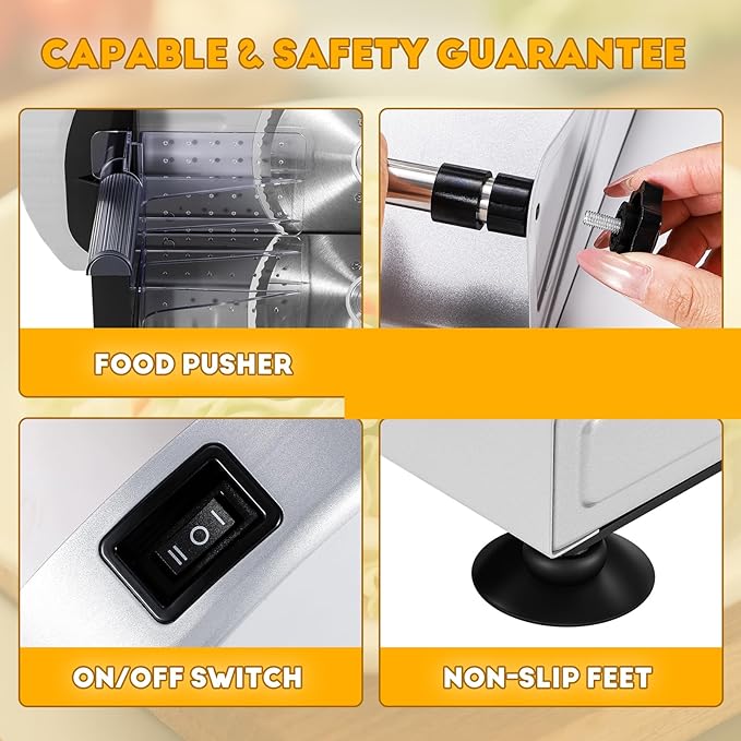 CGOLDENWALL Meat Slicer, 220W Electric Deil Food Slicer with 2 Removable 7.5" Blades, 4/5" Adjustable Thickness, Food Slicer Machine for Home Cutting Meat Cheese Bread Vegetables, 110V CE