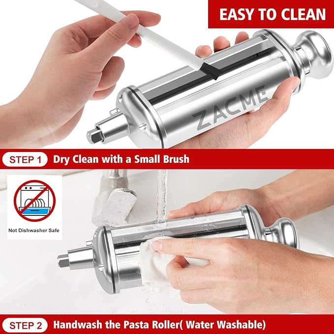 Pasta Roller Attachment for Kitchenaid Stand Mixer, Stainless Steel Pasta Maker Attachment with 8 Adjustable Thickness Knob, Dough Pasta Sheeter Roller for Raviolis Pasta