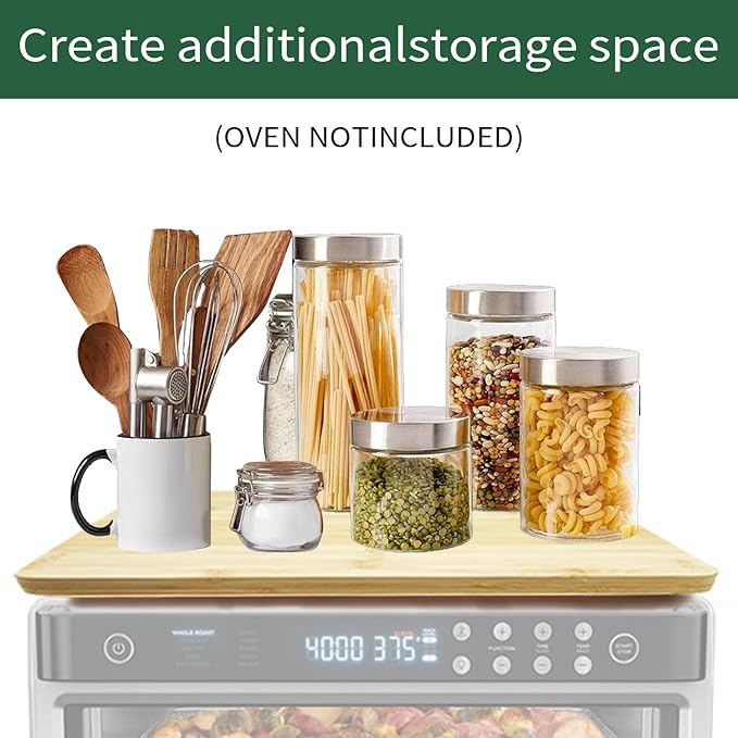 16.3" x 13.3" Bamboo Cutting Board, Toaster Oven Accessories With Heat-Resistant Non-Skid Silicone Feet for Ninja Foodi DT201 DT251 Smart Oven Countertop Convection Oven,100% Organic Bamboo