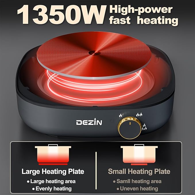 Dezin Electric Shabu Shabu Pot with Removable Pot, 4L Non-Stick Hot Pot Electric with Dual-Power Control, Electric Pot with Tempered Glass Lid for Party, Family and Friend Gathering