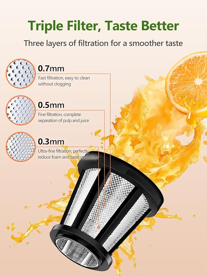 Vegetable Juicer for Celery Wheatgrass Spinach Ginger, Fruit Juicer Machines Slow Masticating Cold Press Juice Extractor Pulp Separated, Quiet Motor, Dishwasher Safe, Easy To Clean, BPA Free