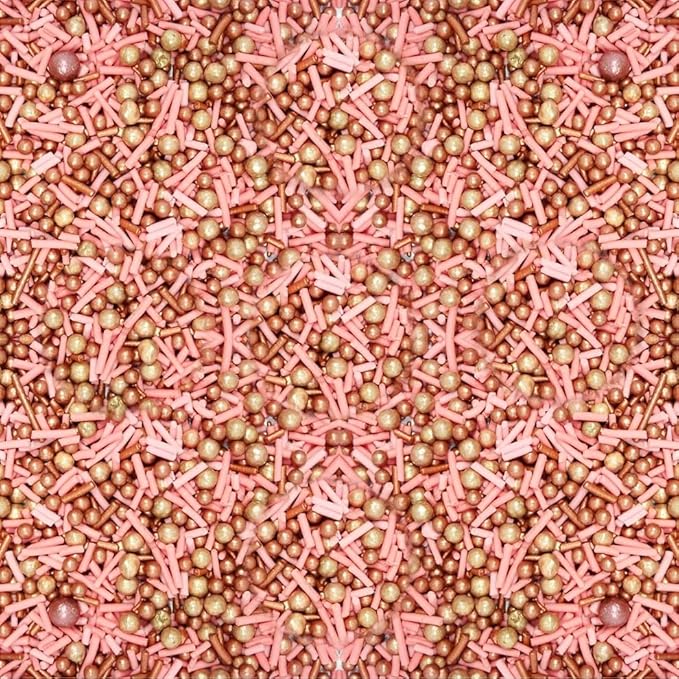 ConfectPink and Gold Edible Sprinkle Mix, Metallic Cake Decorations, Cupcake Toppers, Baking Toppings for Birthday, Wedding, Party Cakes | Vegan, Gluten-Free, Nut-Free, Soy-Free, Dairy-Free, Palm Oil-Free- 4.2 Oz