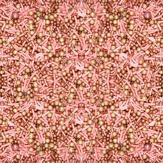 ConfectPink and Gold Edible Sprinkle Mix, Metallic Cake Decorations, Cupcake Toppers, Baking Toppings for Birthday, Wedding, Party Cakes | Vegan, Gluten-Free, Nut-Free, Soy-Free, Dairy-Free, Palm Oil-Free- 4.2 Oz