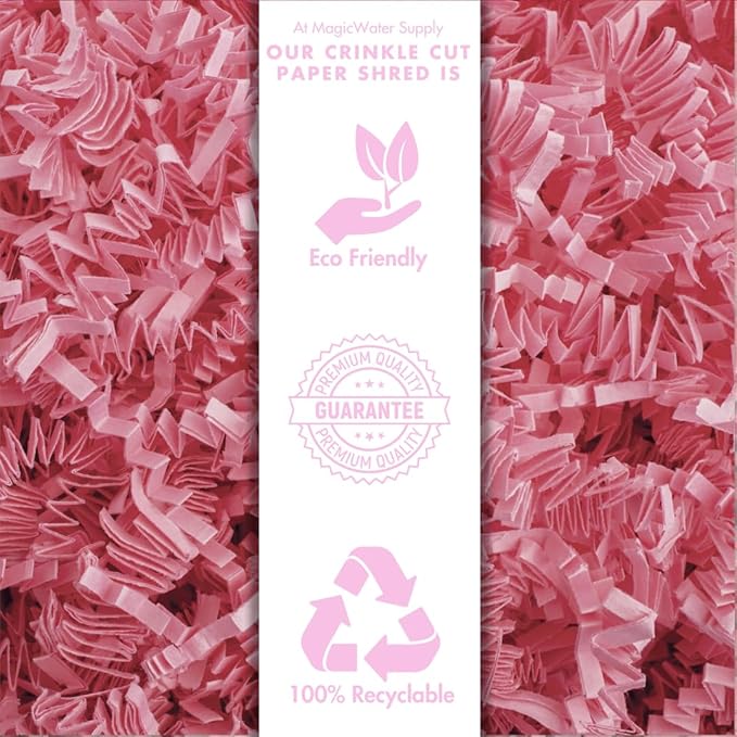 MagicWater Crinkle Cut Paper for Gift Baskets - 2LB - Light Pink - Perfect for Shredded Paper Filler, Basket Filler, Gift Boxes, Bridesmaid Gifts, Halloween Stuffers & More – Ideal for All Occasions