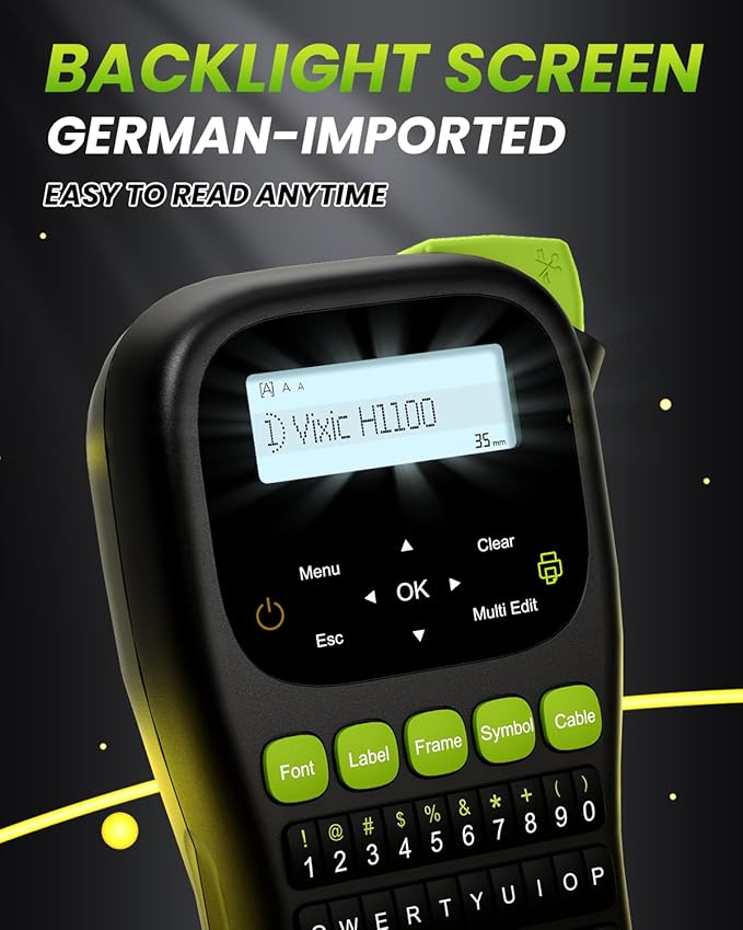 Label Maker Machine, H1100 Label Makers with Backlit Screen, Portable Label Maker Waterproof-Labels Handheld Labeler with Keyboard, Industrial Labeling Machine for Cable Wire Network