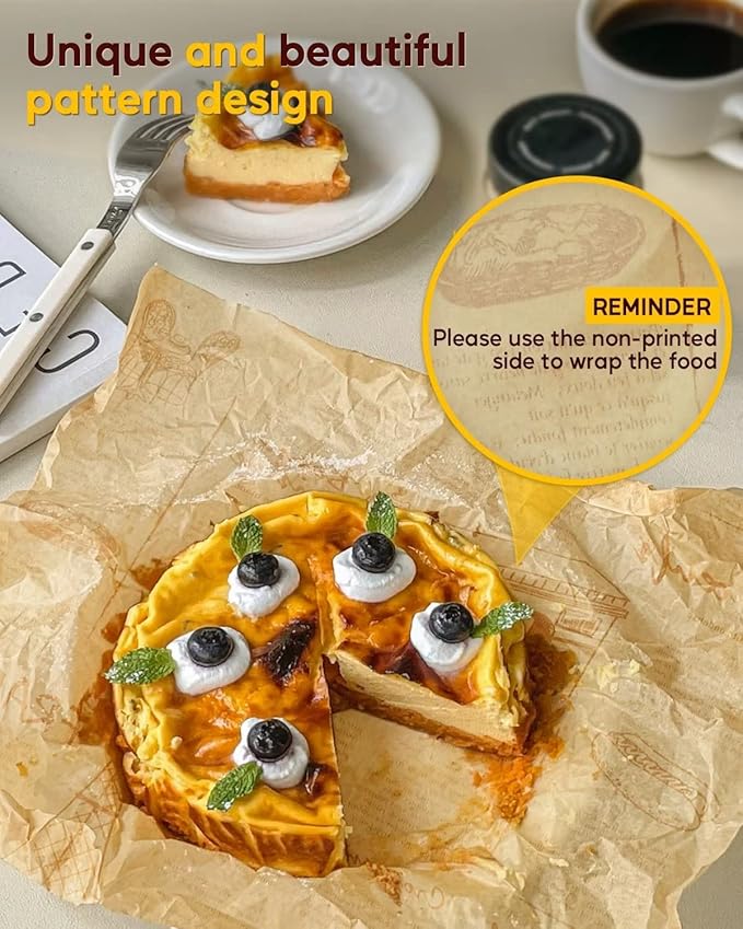 Katbite 100 Pcs Sandwich Wrapping Paper, 12x12 inch Food Basket Liners, Grease Proof & Non-stick Baking Parchment Paper