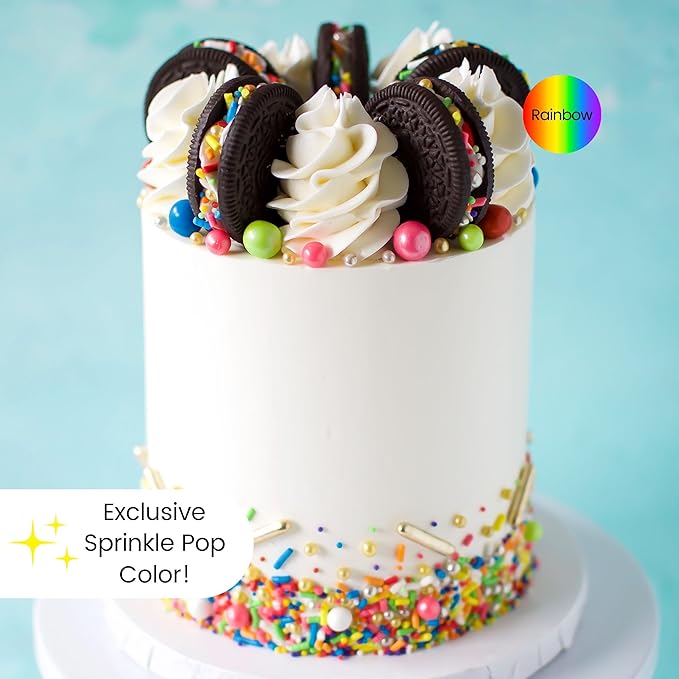 Sprinkle Pop Rainbow Road Sprinkle Mix| Blend of White Red Orange Yellow Green Blue Pink Purple Rainbow Sprinkles Made in USA for Decorating Birthday Cakes Cookie Cupcakes Ice Cream Chocolate,4oz