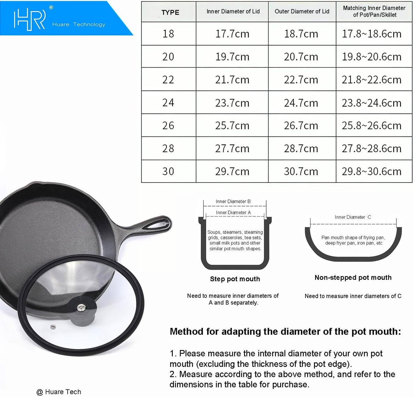 Silicon Glass Lid for Pot,Pan,Skillet Fits 11"(28CM) Cookware Silicon lid Dishwasher Safe, Replacement Lid Vented Tempered Glass with Heat Resistant Silicone Rim By HR Huare Technology,Black,1 Pack