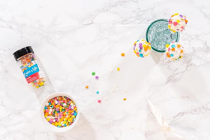 Bakerpan Spring Sprinkles for Cake Decorating - Flower Confetti Edible 4 Ounces - Edible Confetti Sprinkles for Cupcakes, Ice Cream, Cookies, Cakes (Made in USA)