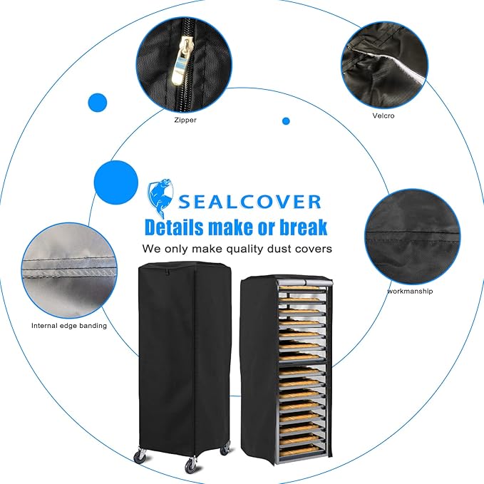 Sealcover Pan Rack Cover, High Density Waterproof and Dustproof Bread Rack Cover, 23"x28"x64", Bakery Single Rack Covers.