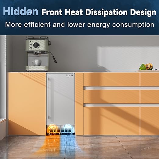 15" W Commercial Under Counter Ice Maker Machine, 80 Lbs/Day, 30 Lbs Storage, Auto-Cleaning, Stainless Steel Built-in Freestanding Ice Maker for Home Bar Restaurant Outdoor