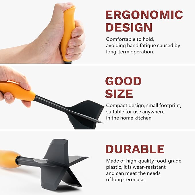 Li&Zhao Ground Beef Chopper Tool - Meat Chopper for Ground Beef Ground Meat Smasher Hamburger Smasher Tool Ground Beef Masher Meat Spatula Chopper Potato Mashers Heat Resistant Nylon for Mix (Orange)