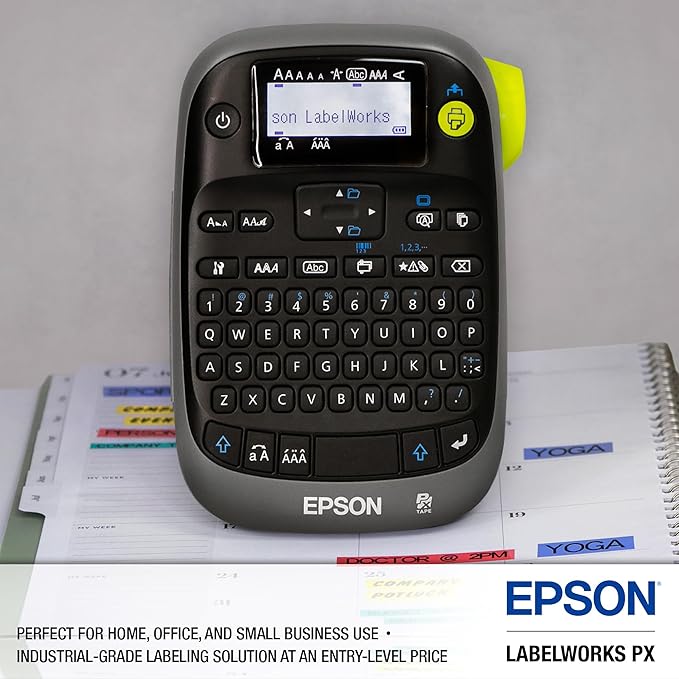 LABELWORKS Epson LW-PX300ADPT Industrial Label Maker for Office with Adapter – Sticker Labels, Magnetic Label Compatible, Only Uses 203 and 205 Shrink Tubes, Label Printer & Adapter