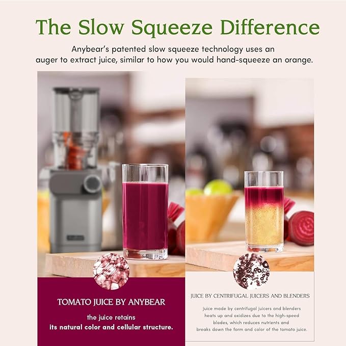 Cold Press Juicer, 200W Slow Juicer 4.3" Large Feed Chute Fit Whole Fruits Vegetables | Upgraded Auger | Tritan Material | BPA Free | Juice Recipes (Silver)