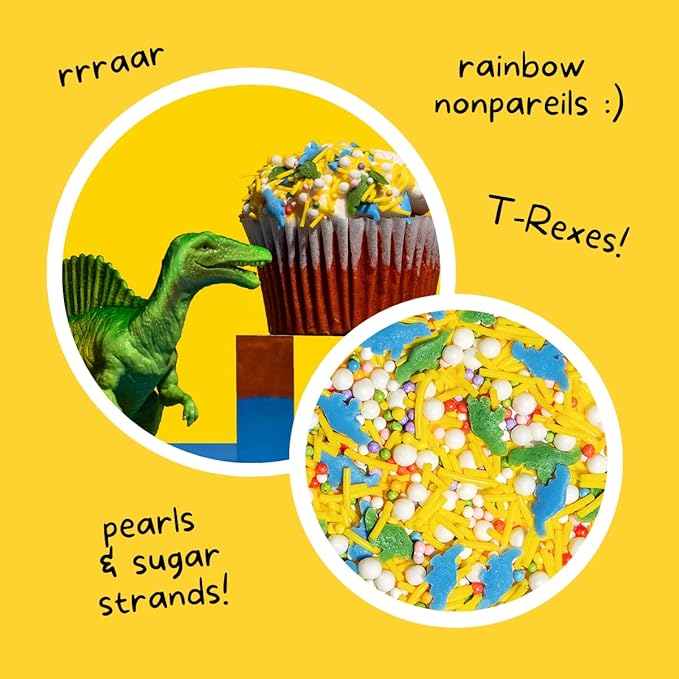 Supernatural Dinomite Natural Confetti Sprinkles, Dye-Free Dinosaur Sprinkles, No Artificial Dyes, Soy Free, Gluten Free, Vegan, 3oz