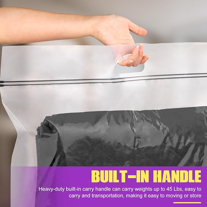25 Gallon Extra Large Storage Bags 35”x 24”Resealable Clear Bags with Handle 4 Mil Thick Heavy Duty Big Bag for Clothes Pillow Travel Moving,Bedding,Shoes and Toys Storage, Pack of 3