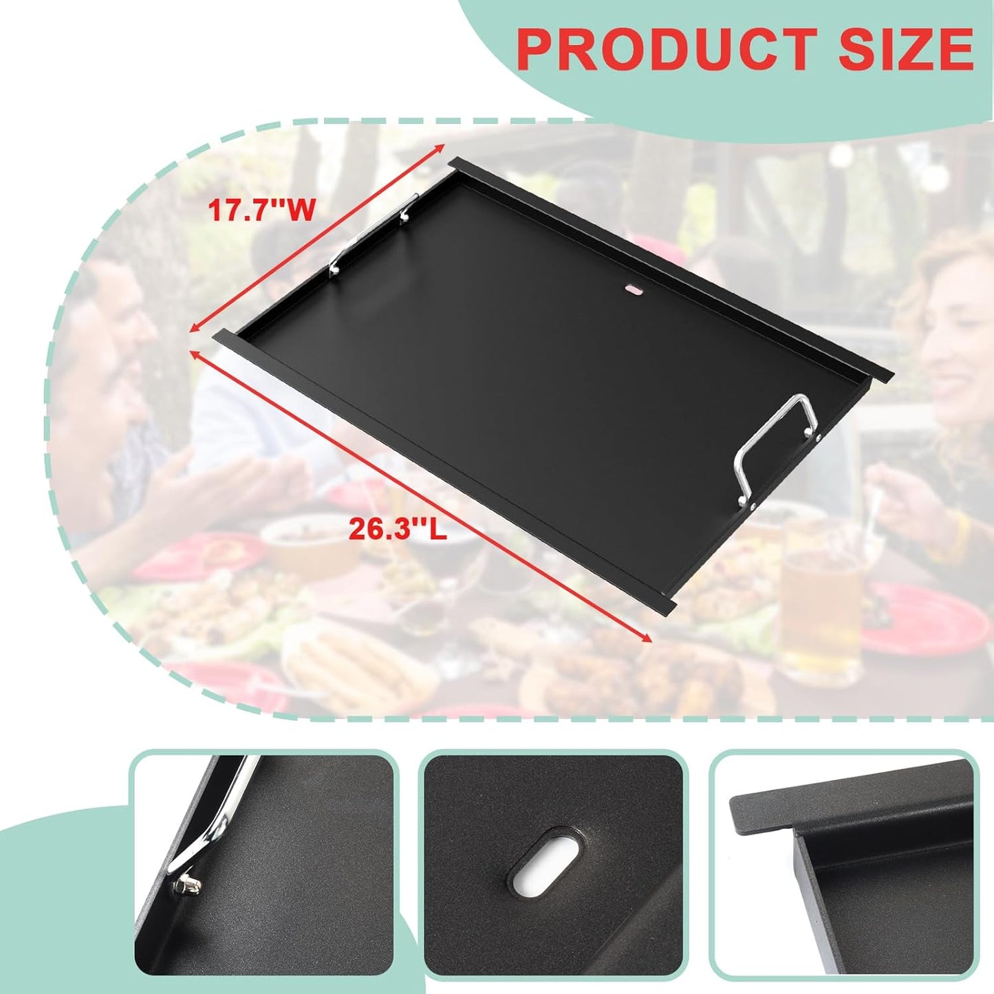 Full Size Griddle Insert for Napoleon Prestige PRO 500, Built-in Prestige 500, P500RBPSS, BIP500RBNSS-3, P500RSIBNK-3, P500, P500N Grills Accessories, Carbon Steel Griddle Plate, 26.3''L X 17.7''W