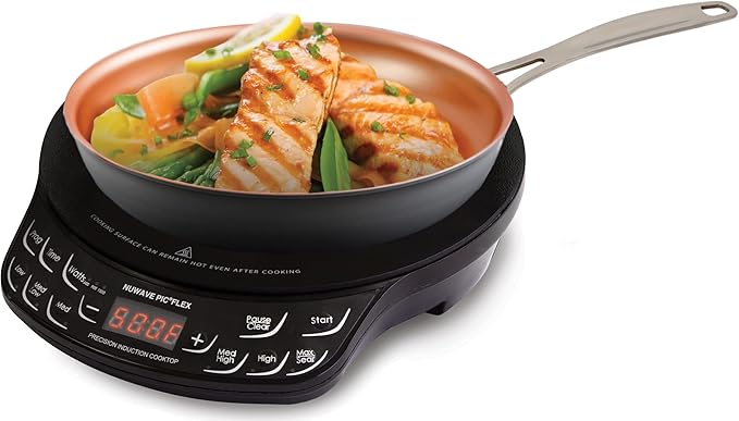 Nuwave PIC Flex with 9-inch Anodized Duralon, Non-Stick Fry Pan, Portable, Powerful Induction Cooktop, 6.5-Inch Heating Coil