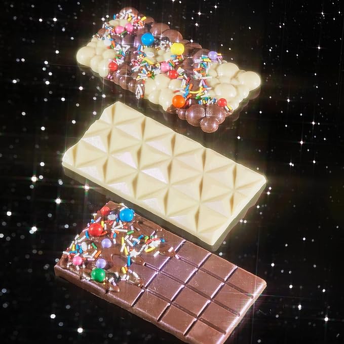 Fancy Sprinkles Adele Candy Bar Mold, 3 Cavities Reusable Silicone Traditional Cut, for Baking, Melting Chocolate, & Dessert Decorating (10 ¾” W x ½” H x 6 ½”)