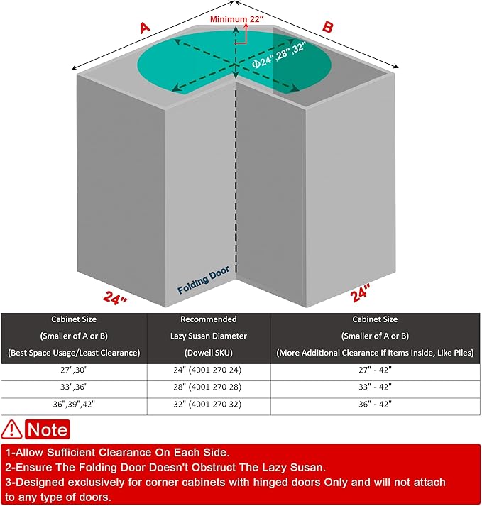 Dowell 24" Kidney Lazy Susan, 2 Shelves, Kitchen Base Corner Cabinet Organizer (Chrome 4001 270 24)