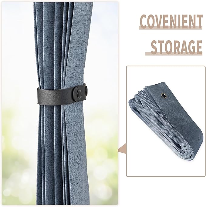 Vatge Door Curtains for Doorways - Faux Linen Accordion Style Door Curtains for Open Closet, Bedroom, and Laundry Room, Bifold Door Cover for Doorway,1 Panel with Tieback, W52 x L78, Blue