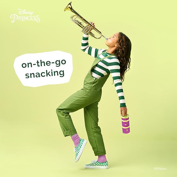 Whiskware Disney Princess and the Frog, Stackable Snack Containers for Kids, 3 Stackable Snack Cups for School or Travel, Formula and Cupholder Friendly, Tiana