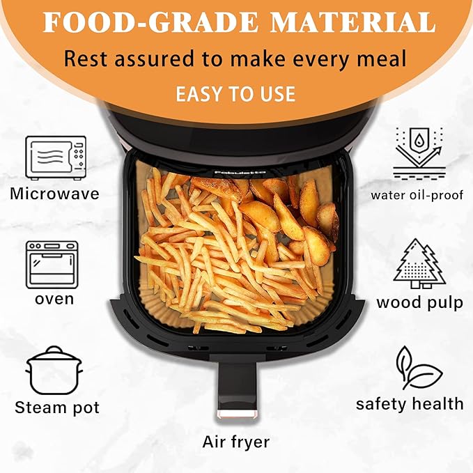 Disposable Paper Liners, 120 Pcs Square Airfryer Parchment Cooking Non-Stick Liner Accessories, Microwave Oven, Frying Pan, Oil-proof Air Fryers Filters Sheet for 2 3 4 4.5 Qt Baking Basket