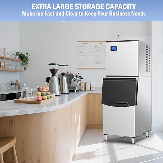 Commercial Ice Maker Machine 150Lbs/24H with 2 Water Inlet Modes, 36Pcs Ice Cubes in 8-15 Mins, Stainless Steel Under Counter/Freestanding Ice Machine with 25Lbs Storage Bin for Home/Shop/Office/Bar
