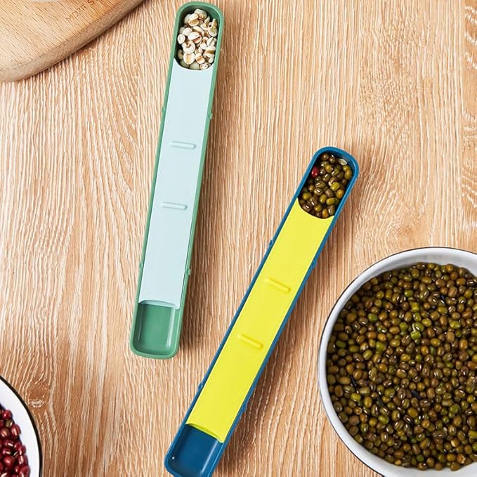 11 Pieces Measuring Cups and Spoons set, Includes 10 Stackable Measuring Cup with Lid and 1 Adjustable Measuring Spoon for Liquid and Dry, Kitchen Cooking & Baking, Blue