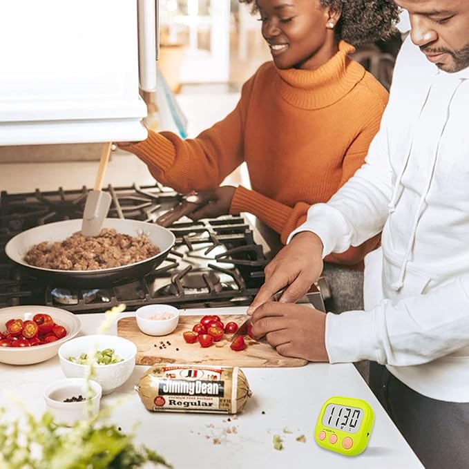 12 Pack Digital Kitchen Timers for Cooking Magnetic Timer for Cooking Loud Alarm Green