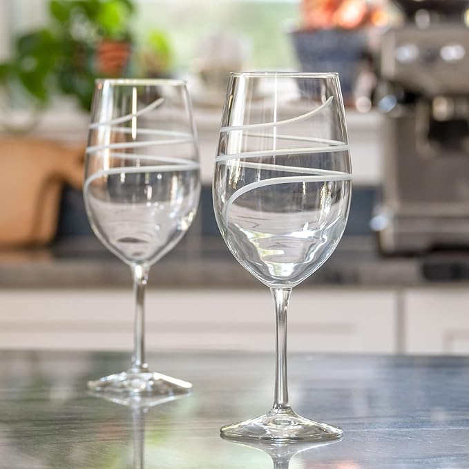 Rolf Glass Twist All Purpose Wine Glass 18 Ounce | Proudly Made in the USA | Large Wine Glasses | Lead-Free Glass | Engraved Large Wine Glasses | (Set of 2)