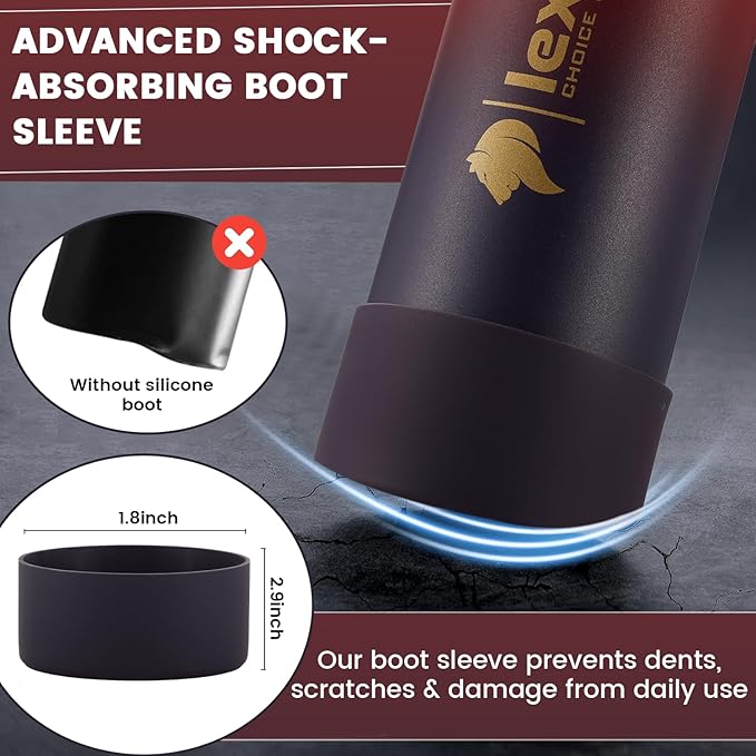 Lexlion 22 Oz Fruit Infuser Water Bottle - Triple Walled Insulated Stainless Steel, Thermal Leaf Infuser, Silicone Sleeve, 3 Leakproof Lids, Metal Mug Gallon