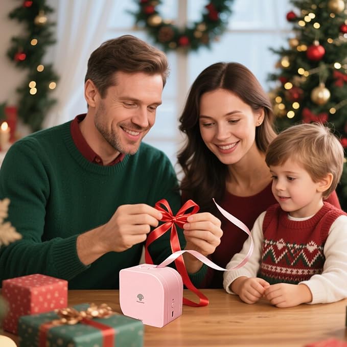 Phomemo P12 PRO Label Maker Machine with Tape, Mini Bluetooth Portable Thermal Labelmaker for Home, Office, Organizing, Kitchen, Wireless Small Label Makers with Multiple Templates, Pink