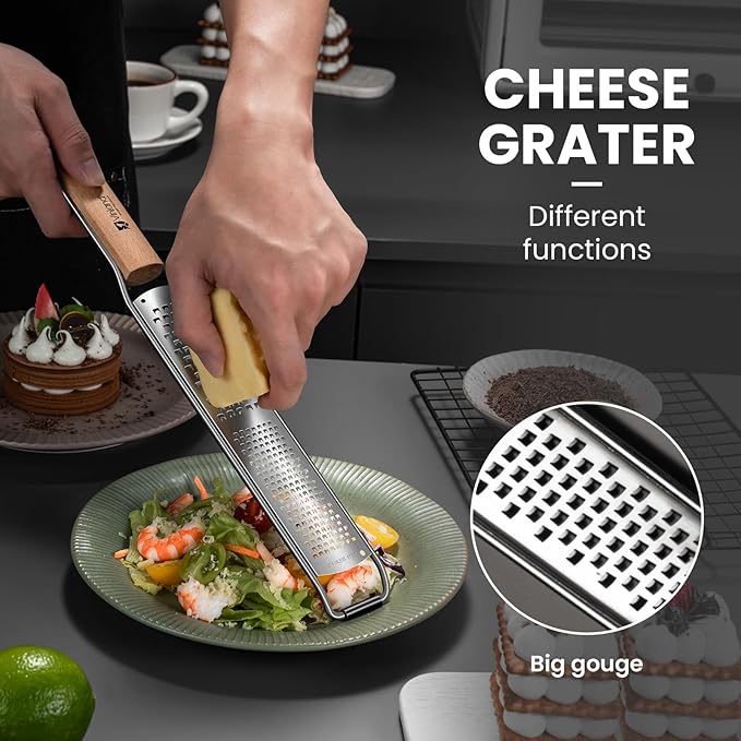 Citrus Lemon Zester & Cheese Grater (Razor-Sharp Stainless Steel Blade & Protect Cover) For Citrus, Parmesan Cheese, Lemon, Ginger, Garlic, Chocolate, Nutmeg, Vegetables and Fruits - Dishwasher Safe