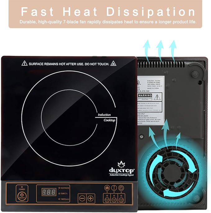 Duxtop 1800W Portable Induction Cooktop Countertop Burner, Silver 8120MC/BT-180G3