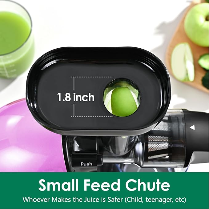 Slow Masticating Juicer,Brecious Cold Press Juicers with 2 Speed Modes & Quiet Motor,Juicers Machines Vegetable and Fruit with Reverse Function,Celery Juicer,BPA-Free,Easy to Clean (Purple）