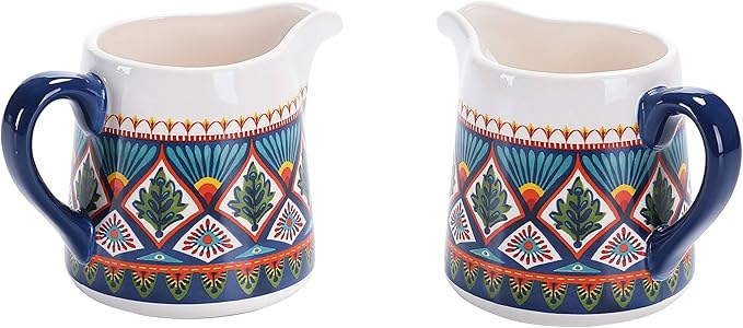 Bico Havana Ceramic Sugar and Creamer Set, Sugar Bowl with Lid, Cute Container for Coffee Bar, Kitchen Countertop Accessories, Microwave and Dishwasher Safe