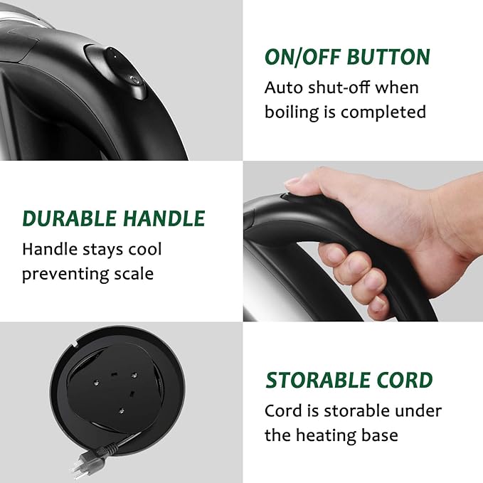 TOPWIT Electric Kettle, 2.0L Hot Water Kettle Electric, BPA-Free Stainless Steel Tea Kettle, Electric Kettles for Boiling Water with Fast Boil, Auto Shut-Off & Boil Dry Protection, Silver