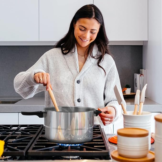 BreeRainz 16 Quart Pressure Cooker, 10 Psi Induction Compatible Pressure Canner w/Triple Valves & Auto Lock System, Steamer Rack Included