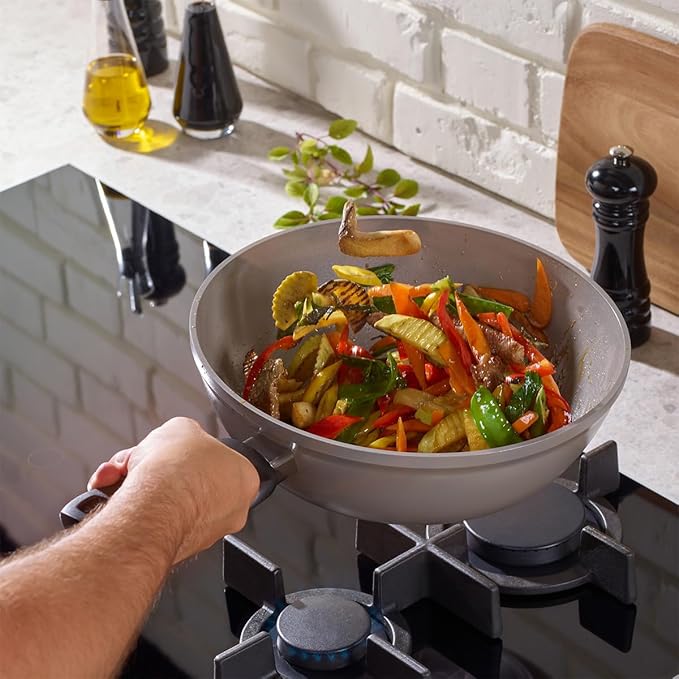 Fissler Ceratal Comfort Ceramic 12 Inch Non-Stick Wok, Orbit Black, Made without PFAS